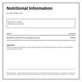 Bio Health Dandelion Leaf 300mg powdered leaf — nutrition information panel, generated from the pack