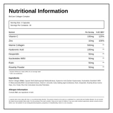 Biocare Collagen Complex Capsules — nutrition information panel, generated from the pack