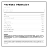 Biocare MicroClear — nutrition information panel, generated from the pack