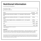 New Nordic Blueberry Mega OAD for vision & vitality 30 Tablets — nutrition information panel, generated from the pack
