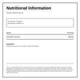 HealthAid Gastone (Activated Charcoal) Capsules — nutrition information panel, generated from the pack