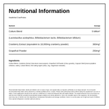 HealthAid Cranprobio (Cranberry Probiotic 5 Billion) - 30 Vegicaps — nutrition information panel, generated from the pack
