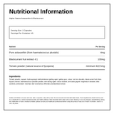 Higher Nature Astaxanthin & Blackcurrant — nutrition information panel, generated from the pack