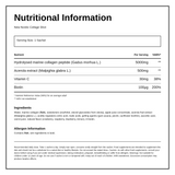 New Nordic Collagen Shot 15 sachets — nutrition information panel, generated from the pack