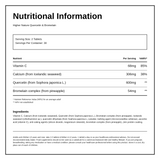 Higher Nature Quercetin & Bromelain 60's — nutrition information panel, generated from the pack