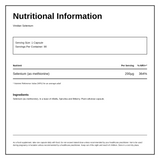 Viridian Nutrition Selenium 200ug — nutrition information panel, generated from the pack