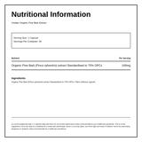 Viridian Organic High Potency Pine Bark Extract 100mg — nutrition information panel, generated from the pack