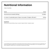 Viridian Travel Biotic — nutrition information panel, generated from the pack