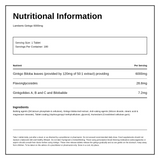 LAMBERTS GINKGO 6000mg EXTRA HIGH STRENGTH — nutrition information panel, generated from the pack