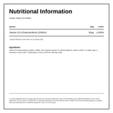 Viridian Vitamin D3 2000iu — nutrition information panel, generated from the pack