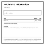 Viridian High Potency Vitamin B3 — nutrition information panel, generated from the pack
