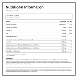 Biocare Immune Complex — nutrition information panel, generated from the pack