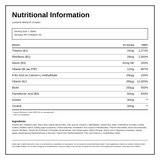 Lamberts Methyl B Complex — nutrition information panel, generated from the pack