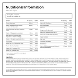 Viridian Brain Support Multi — nutrition information panel, generated from the pack