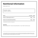 Viridian Nutrition Vitamin D3+K2 90 caps — nutrition information panel, generated from the pack