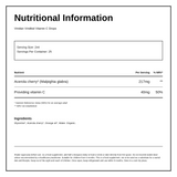 Viridian Organic Viridikid Liquid C drops — nutrition information panel, generated from the pack