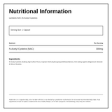 LAMBERTS N-ACETYL CYSTEINE (NAC) 300mg — nutrition information panel, generated from the pack