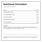 Viridian Vegan EPA & DHA Oil — nutrition information panel, generated from the pack