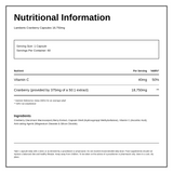 LAMBERTS CRANBERRY Capsules 18,750mg — nutrition information panel, generated from the pack