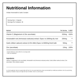 Viridian Horseradish & Garlic Complex — nutrition information panel, generated from the pack