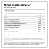 Viridian Quercetin B5 Plus Complex — nutrition information panel, generated from the pack