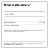 LAMBERTS Vegan Vitamin D3 1000iu (25µg) — nutrition information panel, generated from the pack