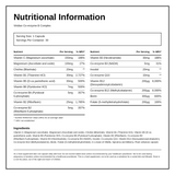 Viridian Co-enzyme B-Complex — nutrition information panel, generated from the pack