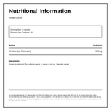 Viridian Choline 300mg — nutrition information panel, generated from the pack