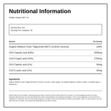 Viridian Organic MCT Oil — nutrition information panel, generated from the pack