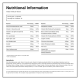 Viridian Fertility for Women (pro-conception) — nutrition information panel, generated from the pack