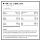 Lamberts A-Z Multi — nutrition information panel, generated from the pack