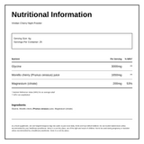 Viridian Cherry Night Powder — nutrition information panel, generated from the pack