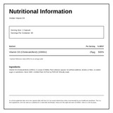 Viridian Vitamin D3 1000iu — nutrition information panel, generated from the pack