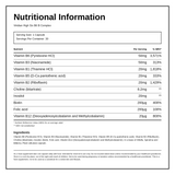 Viridian High Six B6 B-Complex — nutrition information panel, generated from the pack