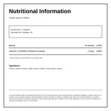 Viridian Nutrition Vitamin A 5000IU - 60 Veg Caps — nutrition information panel, generated from the pack