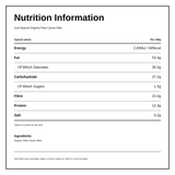 Just Natural Organic Organic Cacao Nibs Raw — nutrition information panel, generated from the pack
