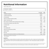 Viridian High Potency Fertility For Men 60 caps — nutrition information panel, generated from the pack
