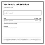 Viridian Magnesium Taurate — nutrition information panel, generated from the pack