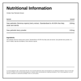 Viridian Saw Palmetto Berry Extract — nutrition information panel, generated from the pack
