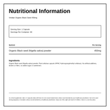 Viridian Organic Black Seed 450mg — nutrition information panel, generated from the pack
