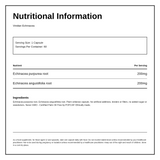 Viridian Echinacea purpurea/angustifolia — nutrition information panel, generated from the pack