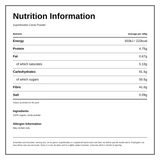 Superfoodies Carob Powder — nutrition information panel, generated from the pack