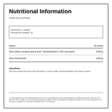 Viridian Olive Leaf Extract — nutrition information panel, generated from the pack