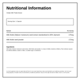 Viridian Milk Thistle Extract — nutrition information panel, generated from the pack