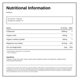 Bladapure Capsules D-Mannose Plus — nutrition information panel, generated from the pack