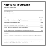 Viridian Man 50+ Prostate Complex 60 caps — nutrition information panel, generated from the pack