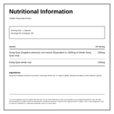 Viridian Dong Quai extract — nutrition information panel, generated from the pack