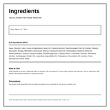 Salcura Bioskin Zeoderm — ingredients (INCI) panel, generated from the pack