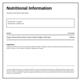 Terranova Ginger 350mg — nutrition information panel, generated from the pack