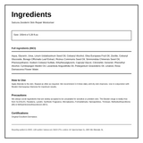 Salcura Bioskin Zeoderm — ingredients (INCI) panel, generated from the pack